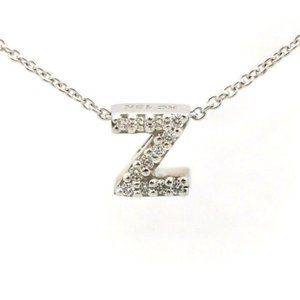 18k White Gold Love Letter "Z" Diamond Necklace